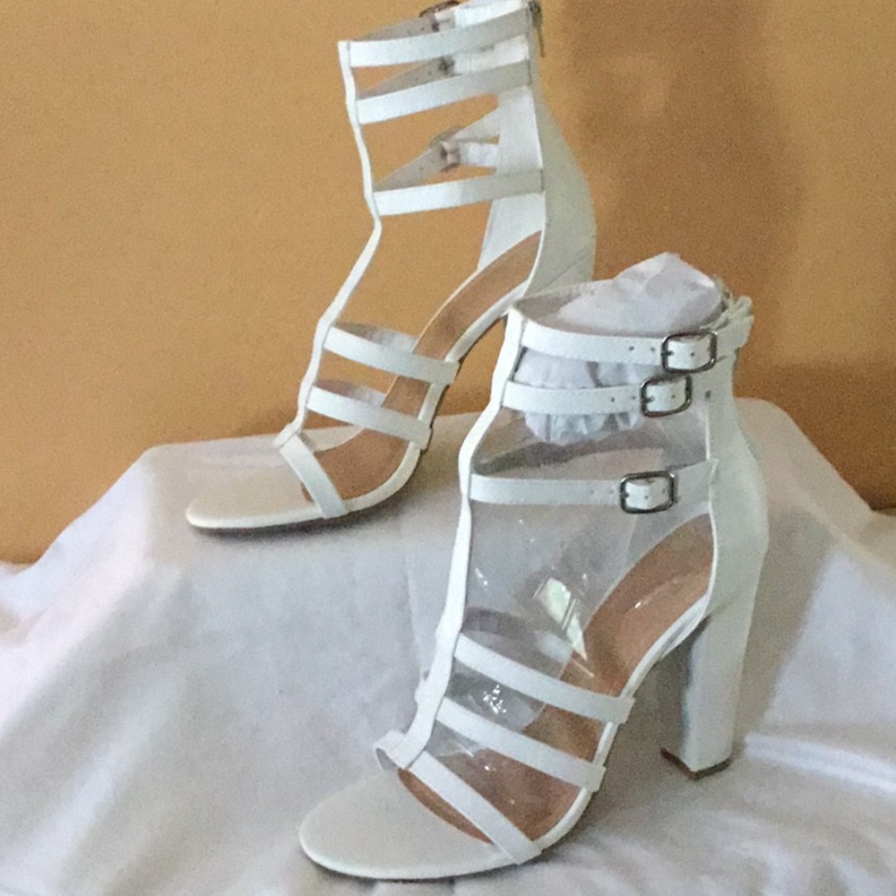 White strappy sandals